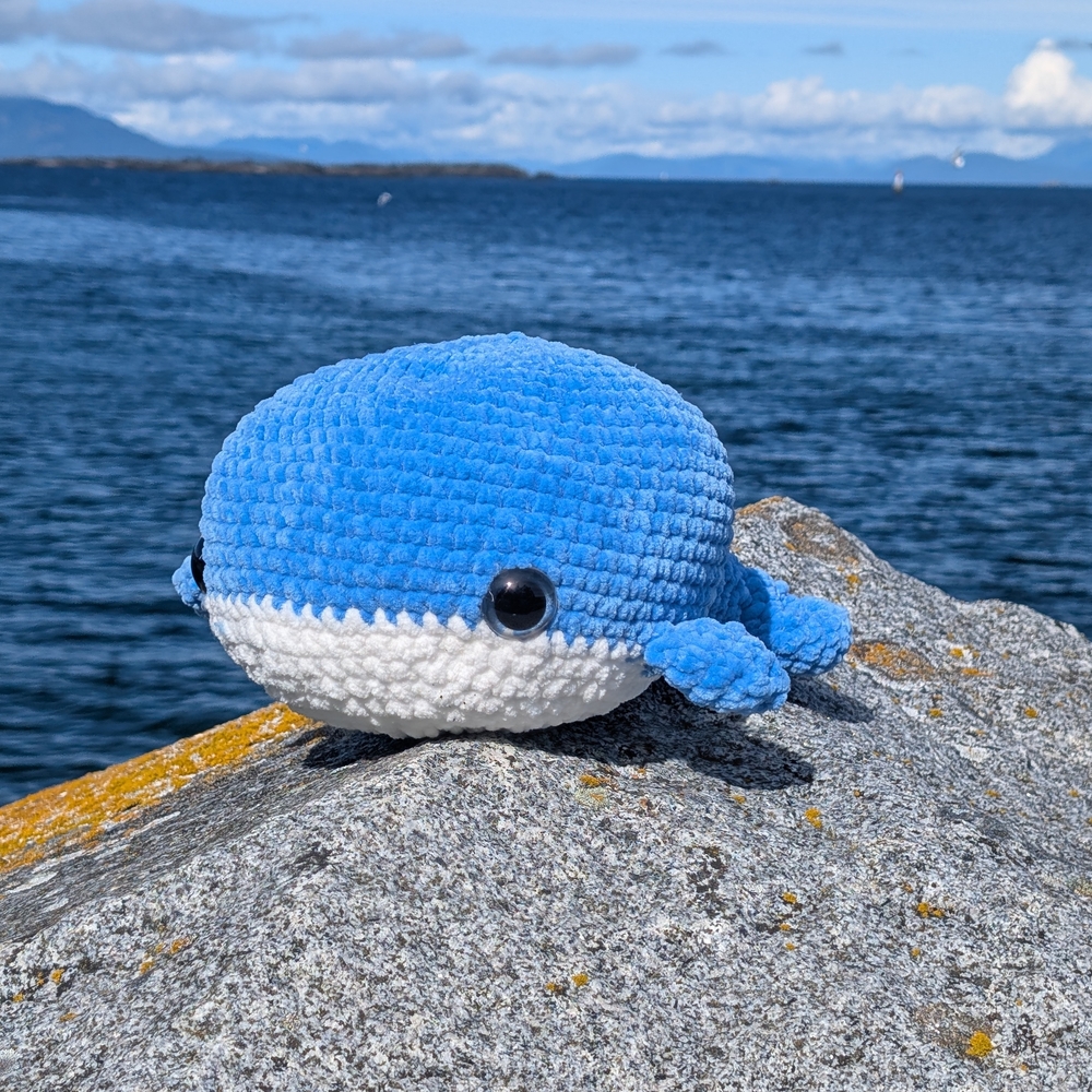 Meet Luna.  Blue and White Plush Whale Decorative Accent - Soft Coastal Toy